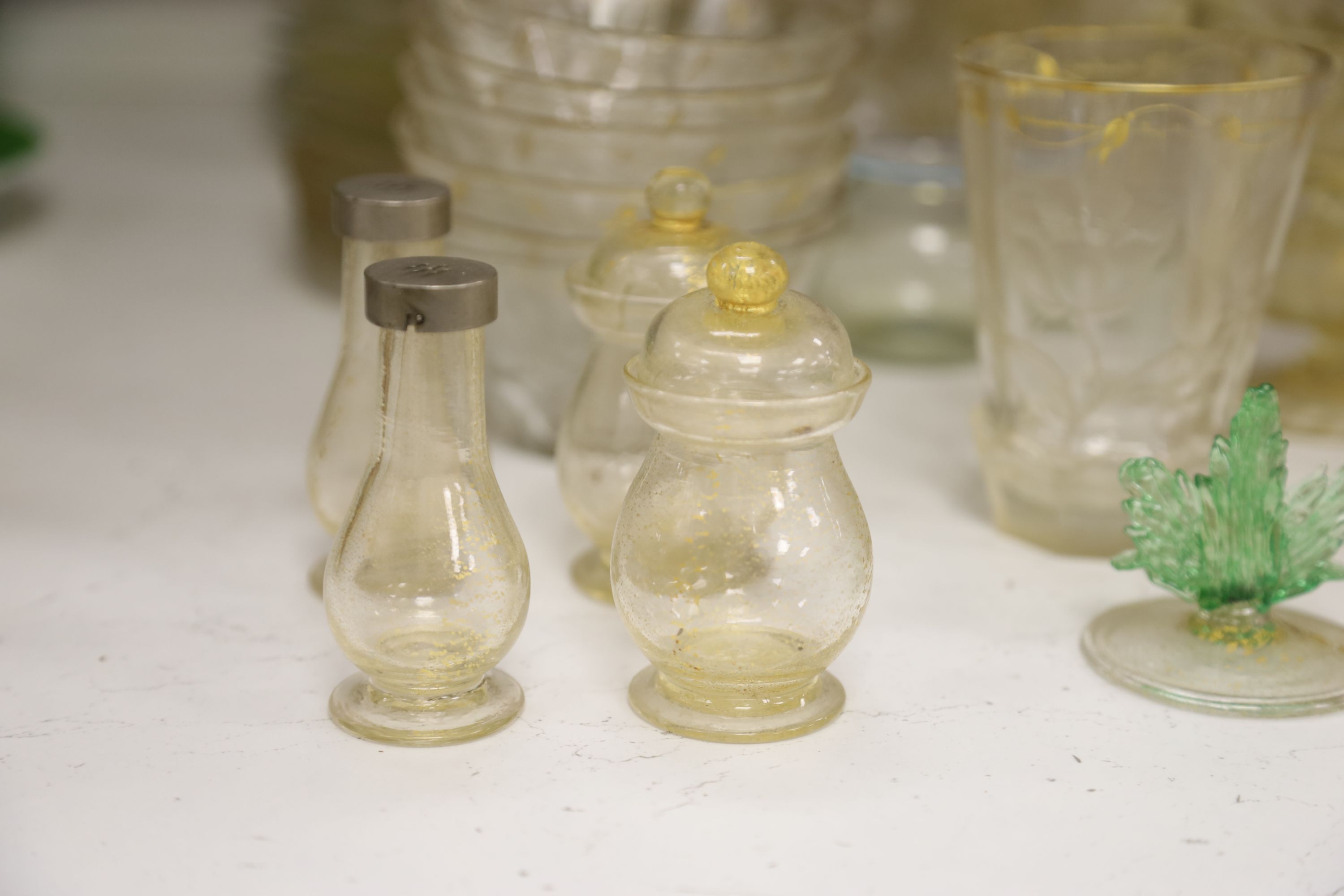 A quantity of Venetian and Bohemian gilded table glass